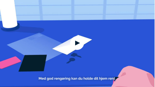 Screenshot af video fra sundhedsstyrelsen der fortæller om god rengøreing